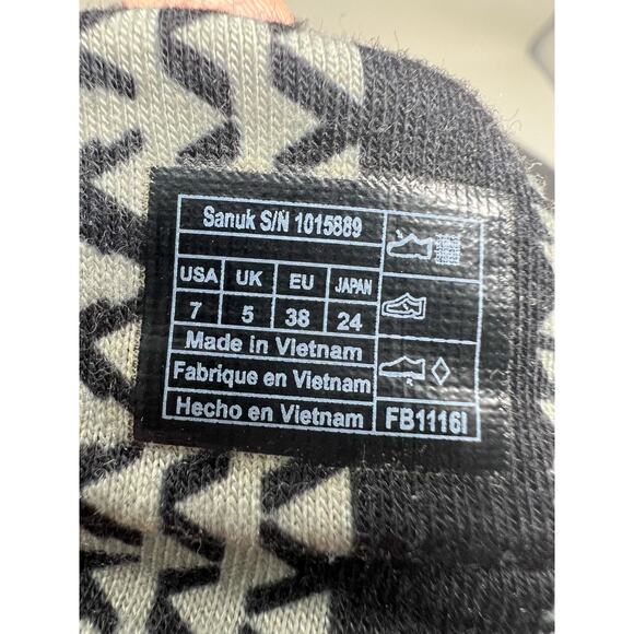 Sanuk Black Gray Geometric Yoga Mat Footbed Slingback Sandals 7 - Picture 6 of 6